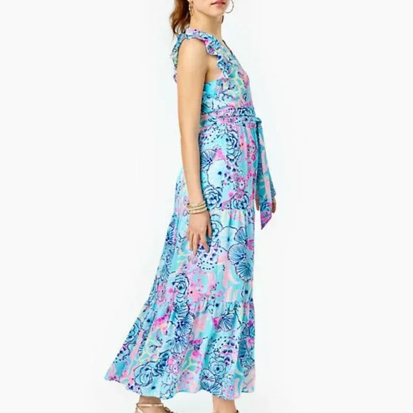 Lilly Pulitzer Women's Destini Maxi Dress - Bali Blue Once Upon A Tide - Size 00